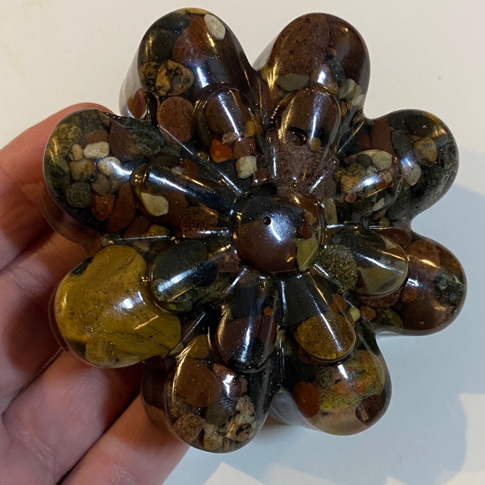 Flower Resin Decor Paperweight Doorstop Natural Stone Floral Home Decoration (A)